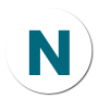 The letter N in a circle with a drop shadow.